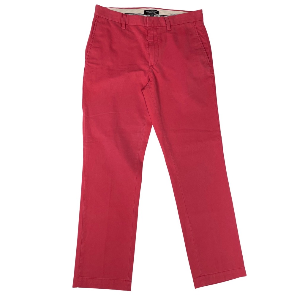 Banana Republic Emerson Chino Pants Mens 31x30 Coral Red Salmon Cotton Straight